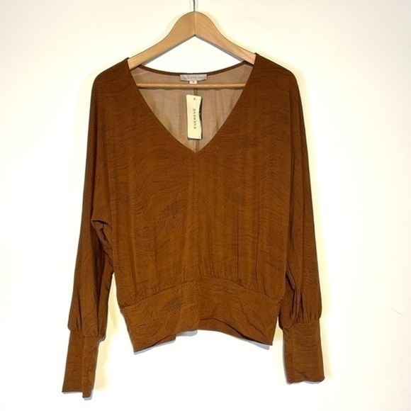 Evereve Dolman Sleeve Top Brown Allison Joy Kattya Blouse Spice/Black Medium NWT - Picture 5 of 9